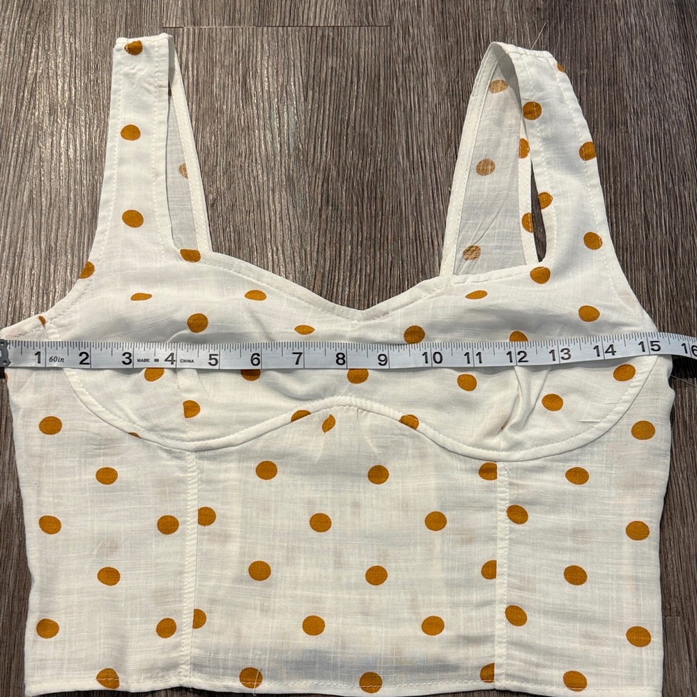 Stylish White and Orange Polka Dot Skirt Set - Picture 7 of 10